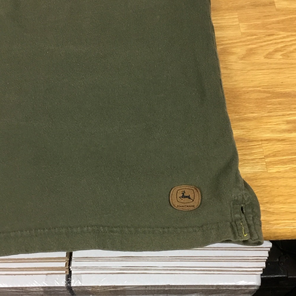 John Deere Mens XL Olive Green Short Sleeve Polo Shirt Graphic 37 Cotton - Picture 11 of 13